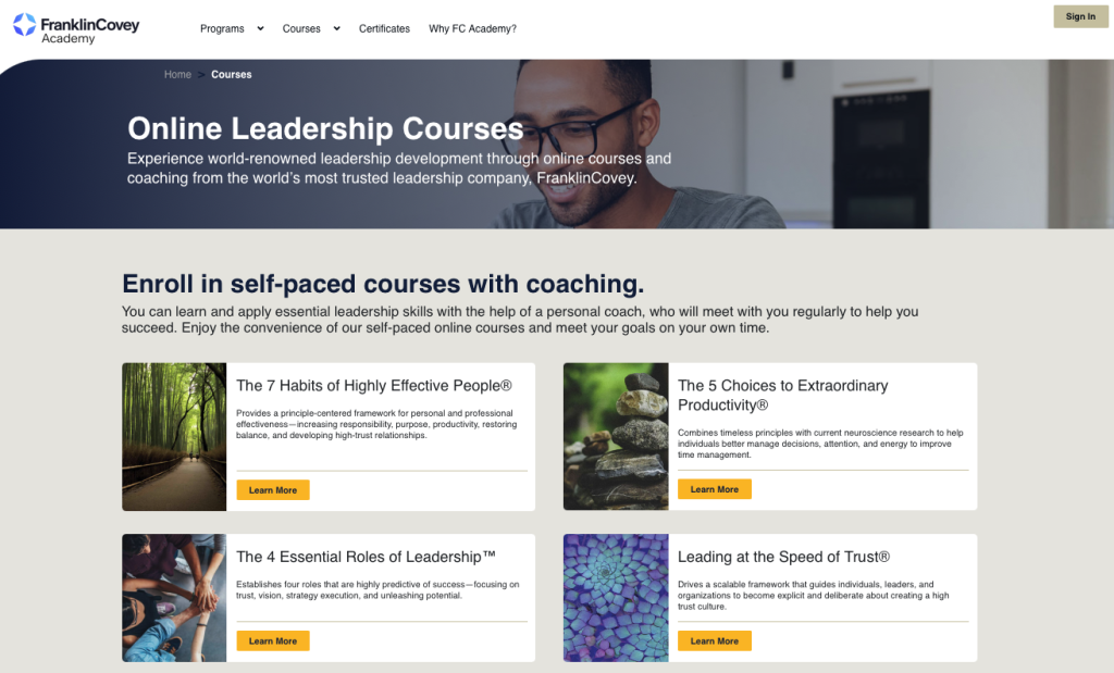 FranklinCovey Academy Course Page